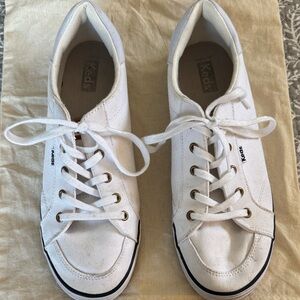 Keds White Canvas Lace-Up Sneakers size 9.5